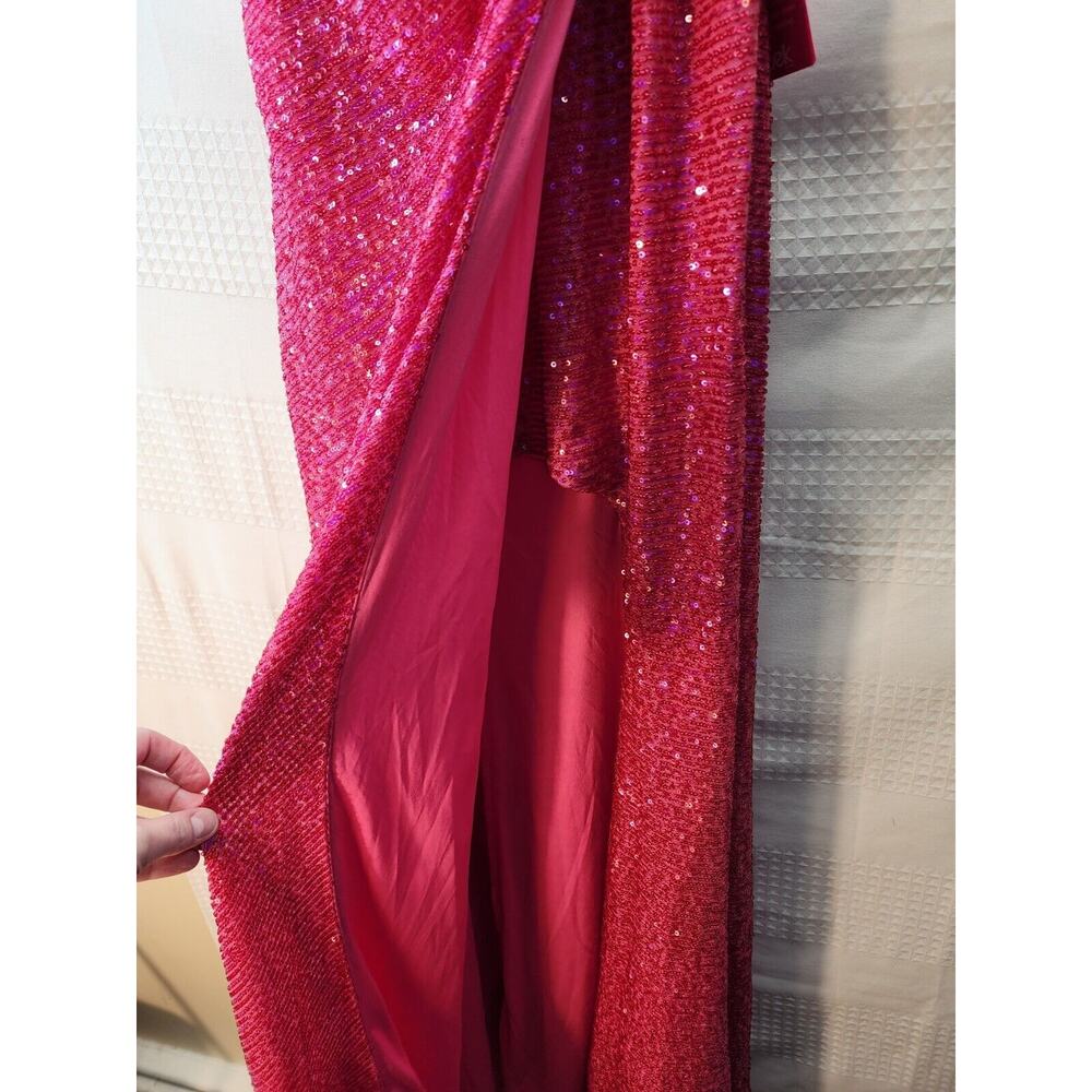 Morgan & Co Prom Dress Juniors Sz 1 Pink Maxi One Shoulder Sequin Backless 1148 - Picture 7 of 15